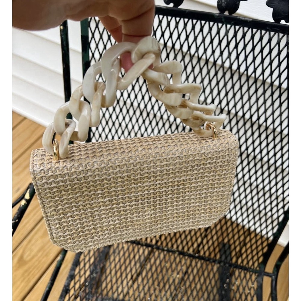 ASOS Women's Resin Handle Straw/raffia Grab Bag CA4 Neutral One Size Crossbody